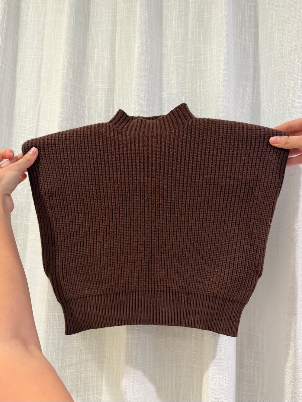 naked wardrobe Dark Brown Ribbed Mock Neck Sweater Vest